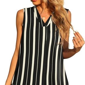 XL Jones Women Summer Sleeveless Chiffon Tank Tops Blouse Loose Casual V Neck